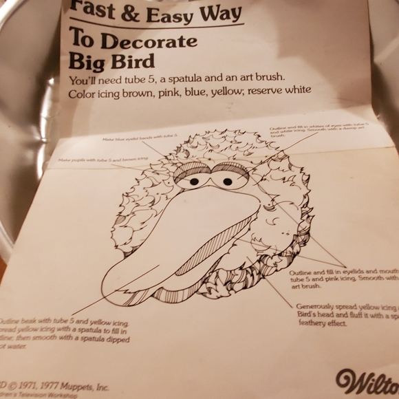 Vtg 70s Wilton Big Bird Cake Baking Mold Sesame Street W Decorating Instructions - Picture 5 of 6